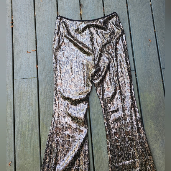Anthropologie Sequin Snake Python Wide Leg Pants - Picture 13 of 13